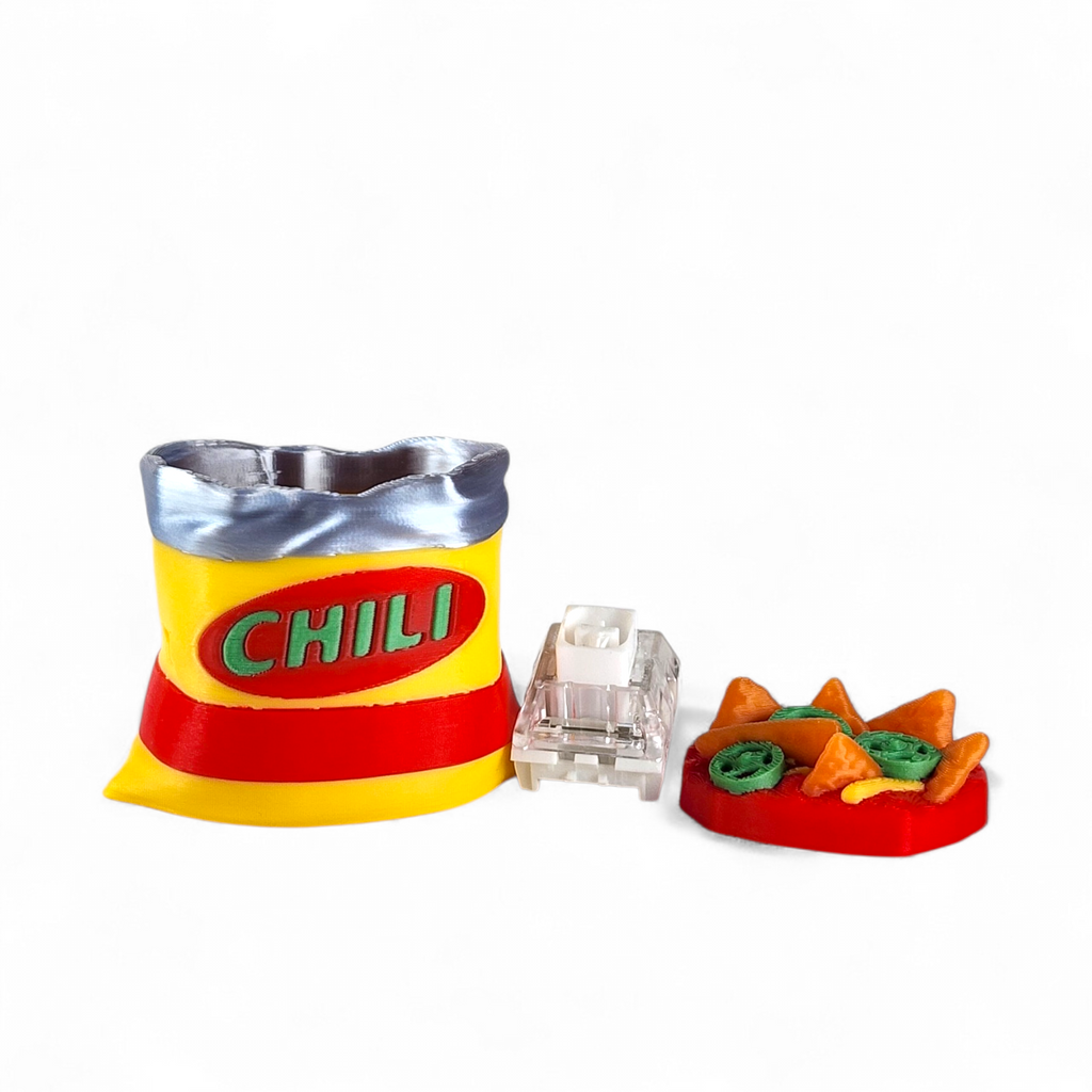 Chili Chips Bag Clicker Keychain | Mini Food Fidget Toy | Sensory Keychain | Cute Miniature Snack Toy | Neurodivergent Friendly Gift