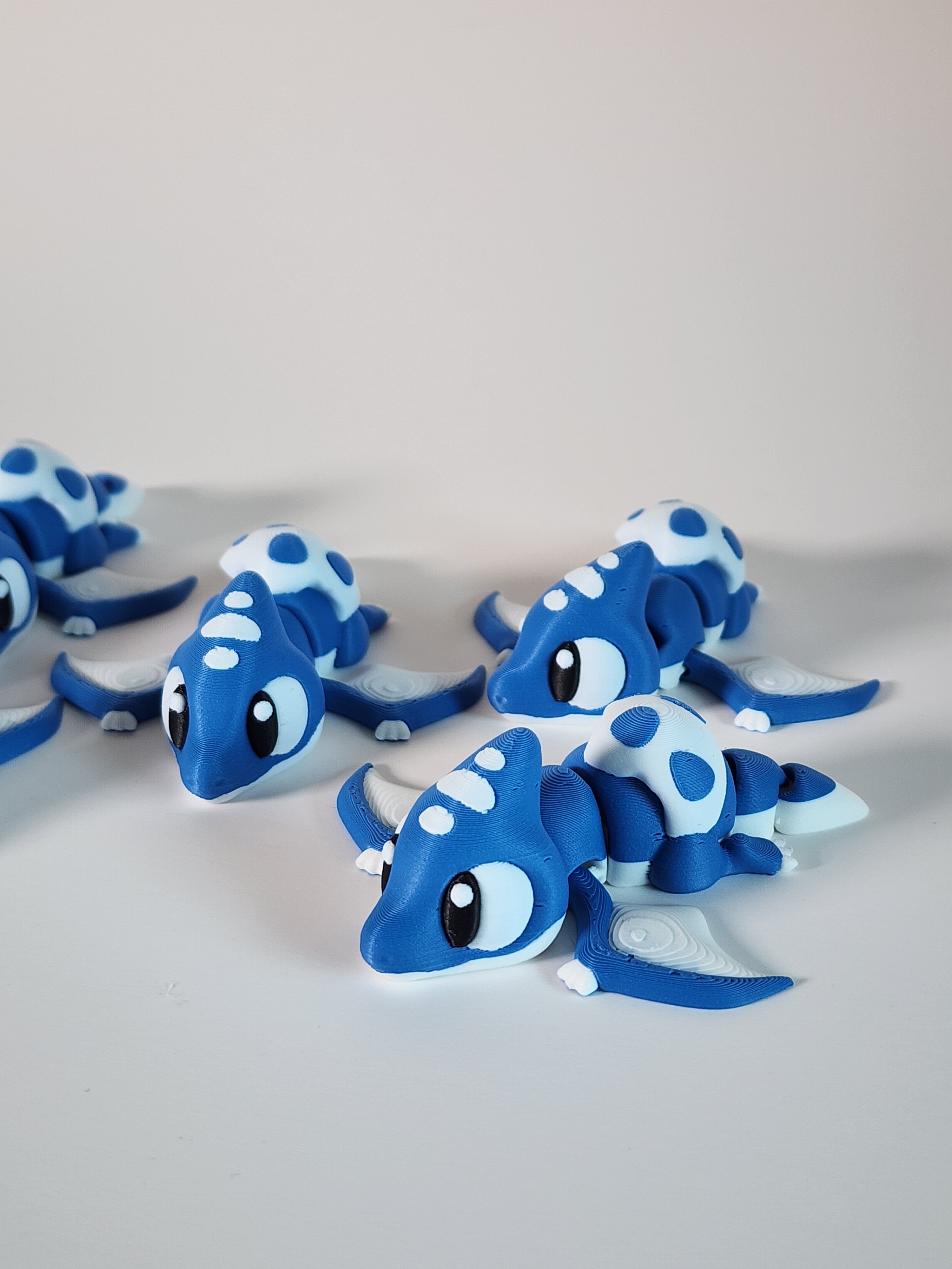 Articulated 3D Printed Baby Pterodactyl Toy: Blue Dino Hatchling
