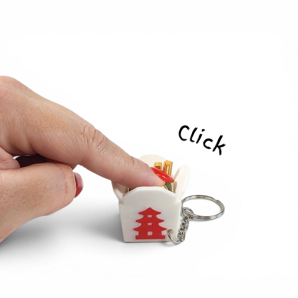 Chinese Takeout Clicker Keychain | Cute Food Fidget Toy | Bag Charm | Sensory Keychain