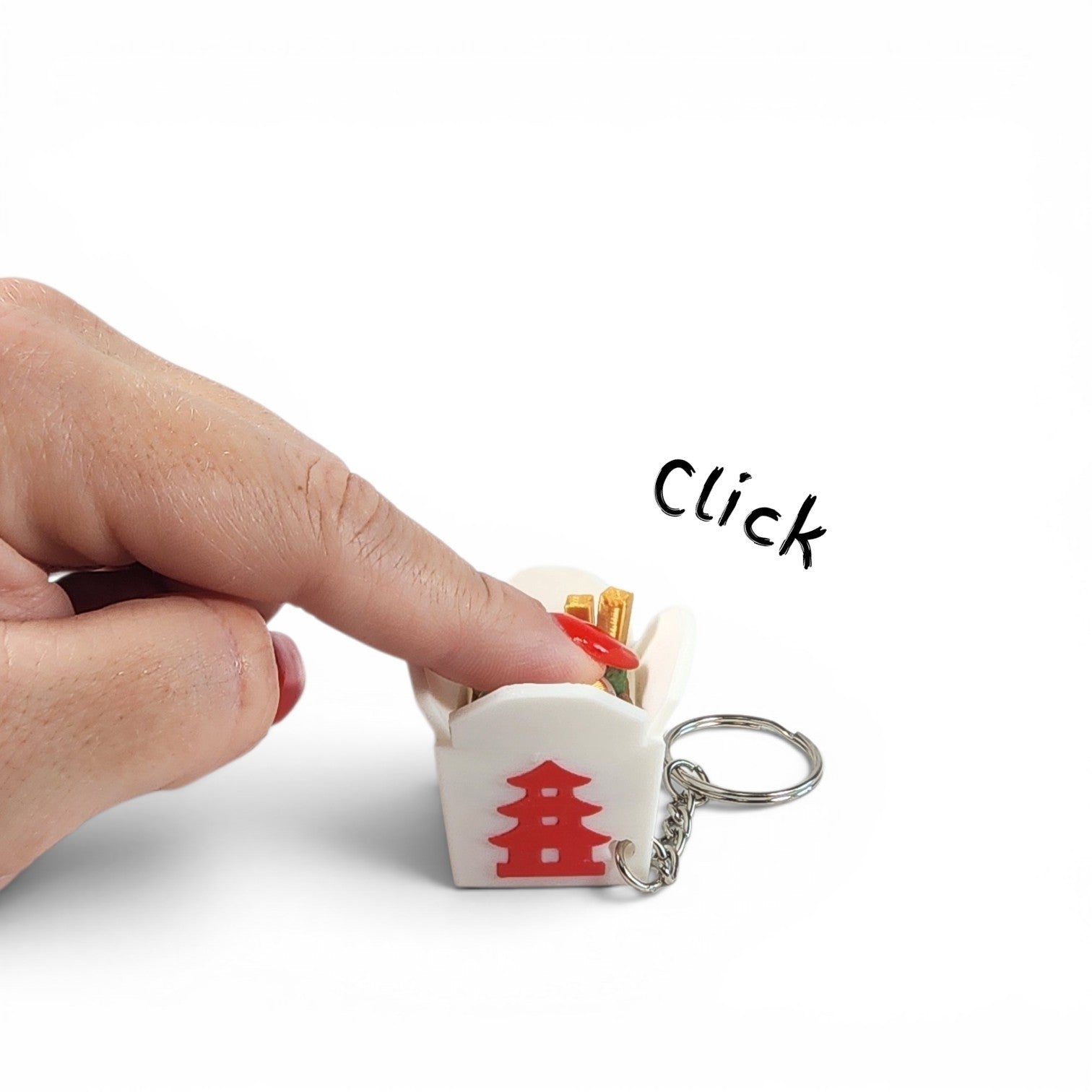 Chinese Takeout Clicker Keychain | Cute Food Fidget Toy | Bag Charm | Sensory Keychain