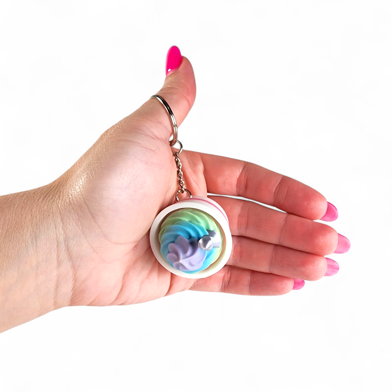 Swirly Frozen Yogurt Clicker Keychain – Cute Sensory Fidget Keychain for Stress Relief & Bag Charm