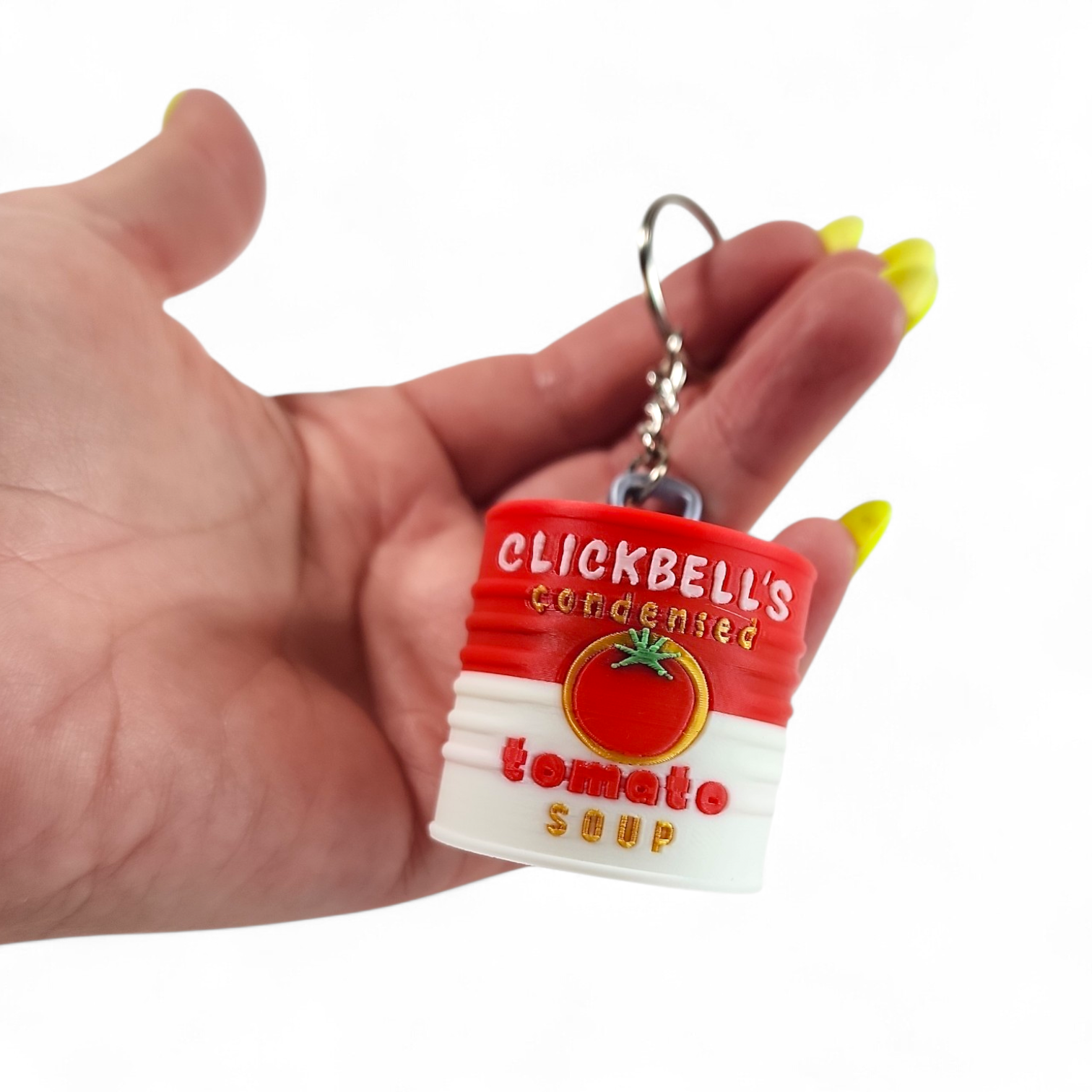 Tomato Soup Clicker Keychain – Cute Mini Food Fidget Toy, Sensory Clicker, Kawaii Keychain Gift