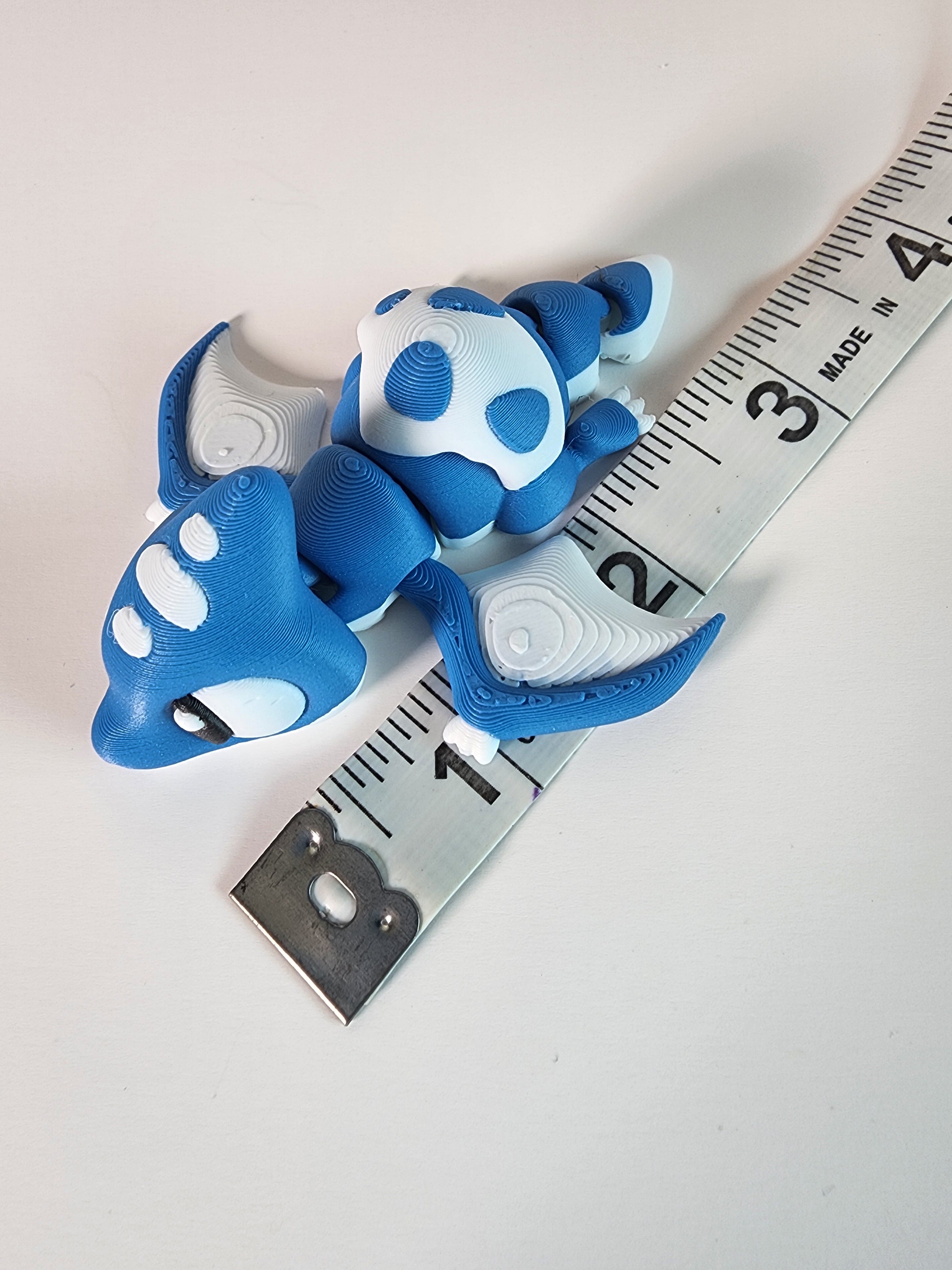 Articulated 3D Printed Baby Pterodactyl Toy: Blue Dino Hatchling
