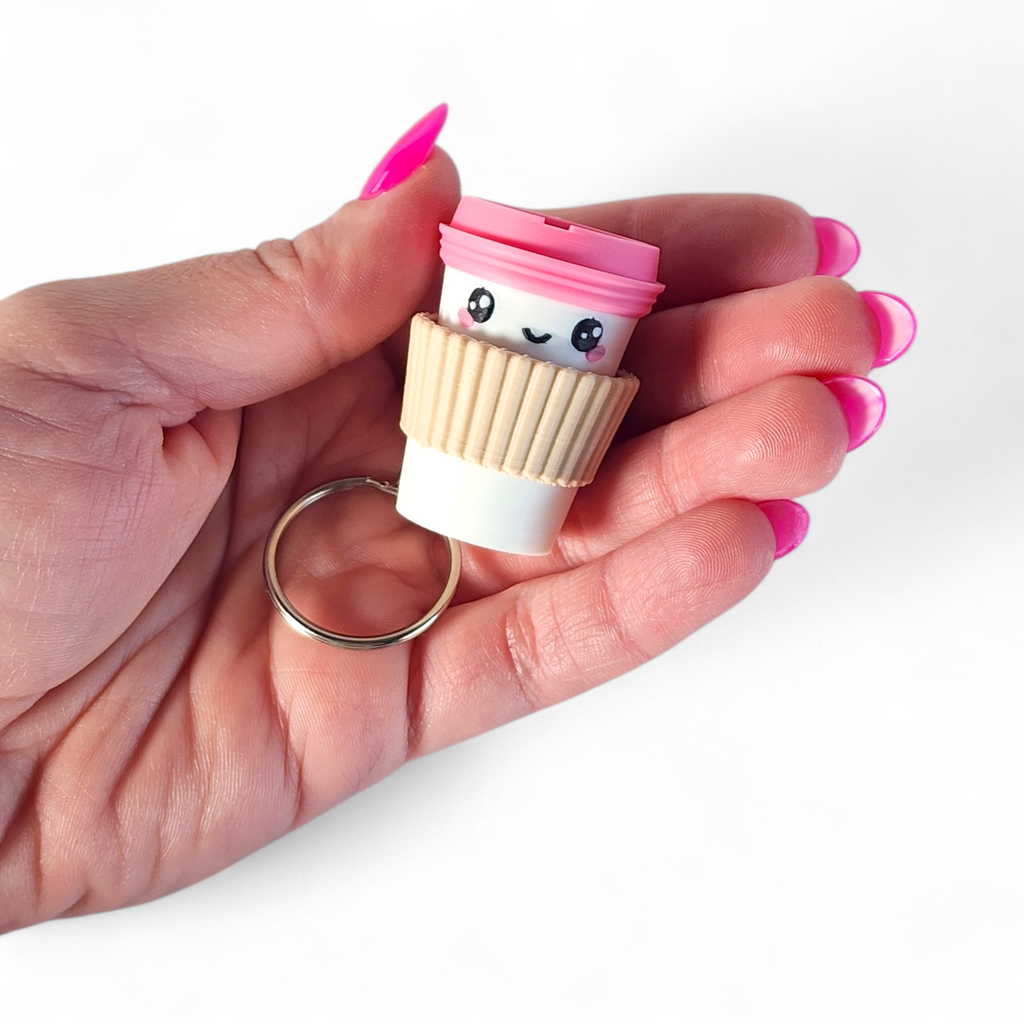 Cute Coffee Cup Clicker Keychain | Mini To-Go Coffee Fidget Toy | Sensory Keychain | Kawaii Miniature Cup Charm | Stress Relief Gift